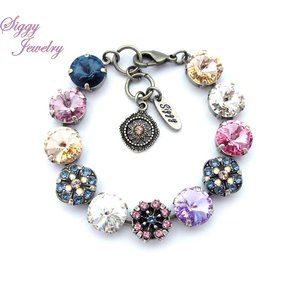 Swarovski Crystal Blue Purple Pink Flower Bracelet